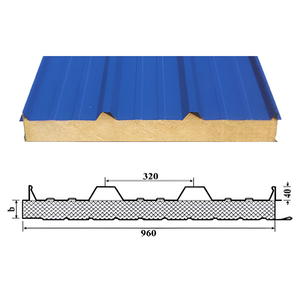 Прочная термоизолированная сэндвич-панель из минеральной ваты для установки на крыше